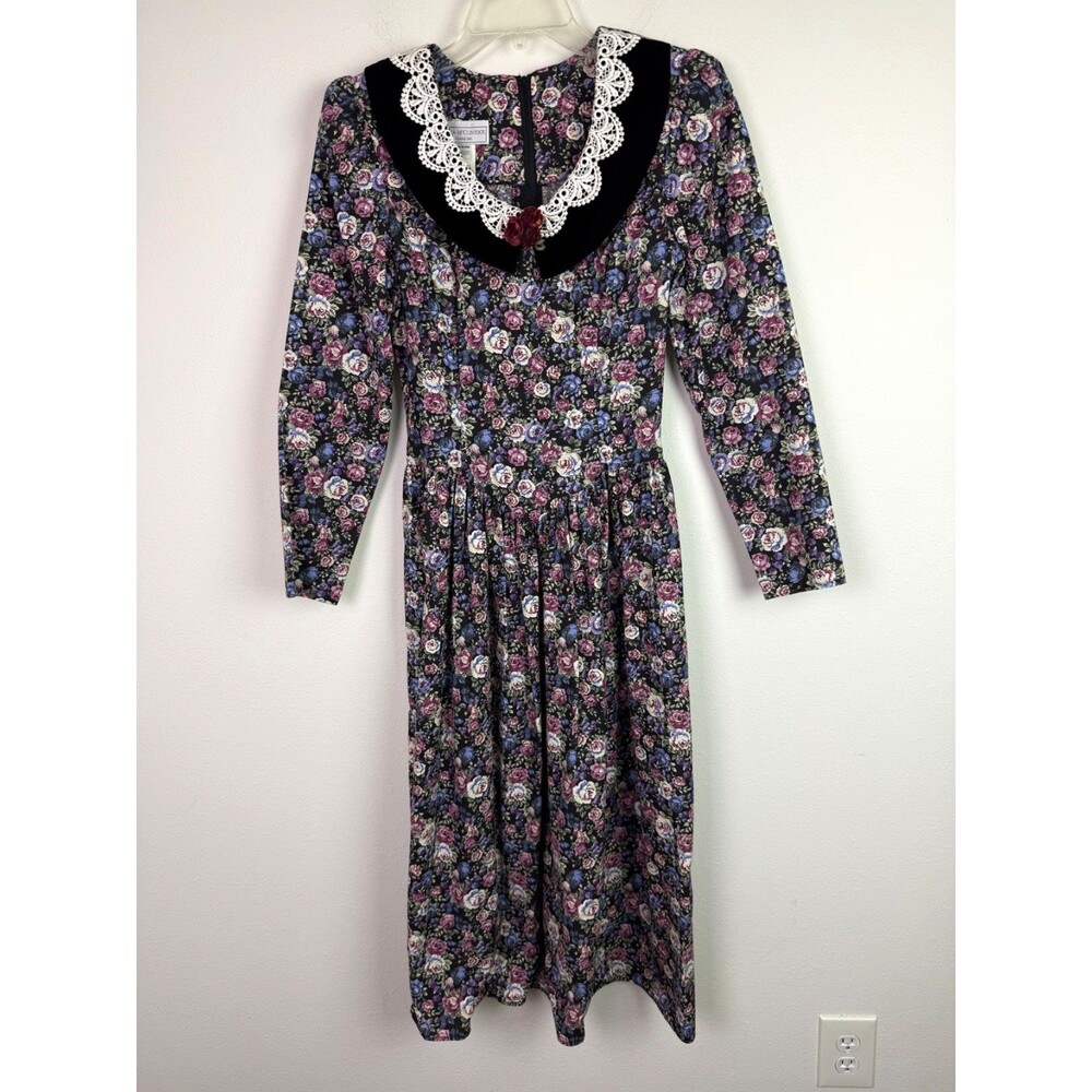 Vintage Gunne Sax Jessica McClintock Dress Size 5/6 Floral Prairie Cottagecore